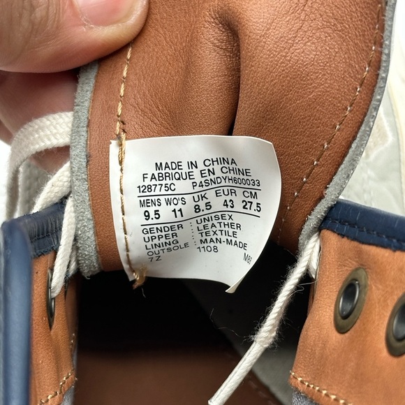 Converse Jack Purcell Johnny Hi-Top Sneakers Men's 9.5/Women's 11 Gray Leather - Picture 13 of 14